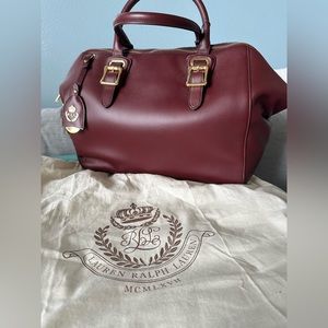 Lauren Ralph lauren rafferty smooth Zip satchel ox blood – handbag